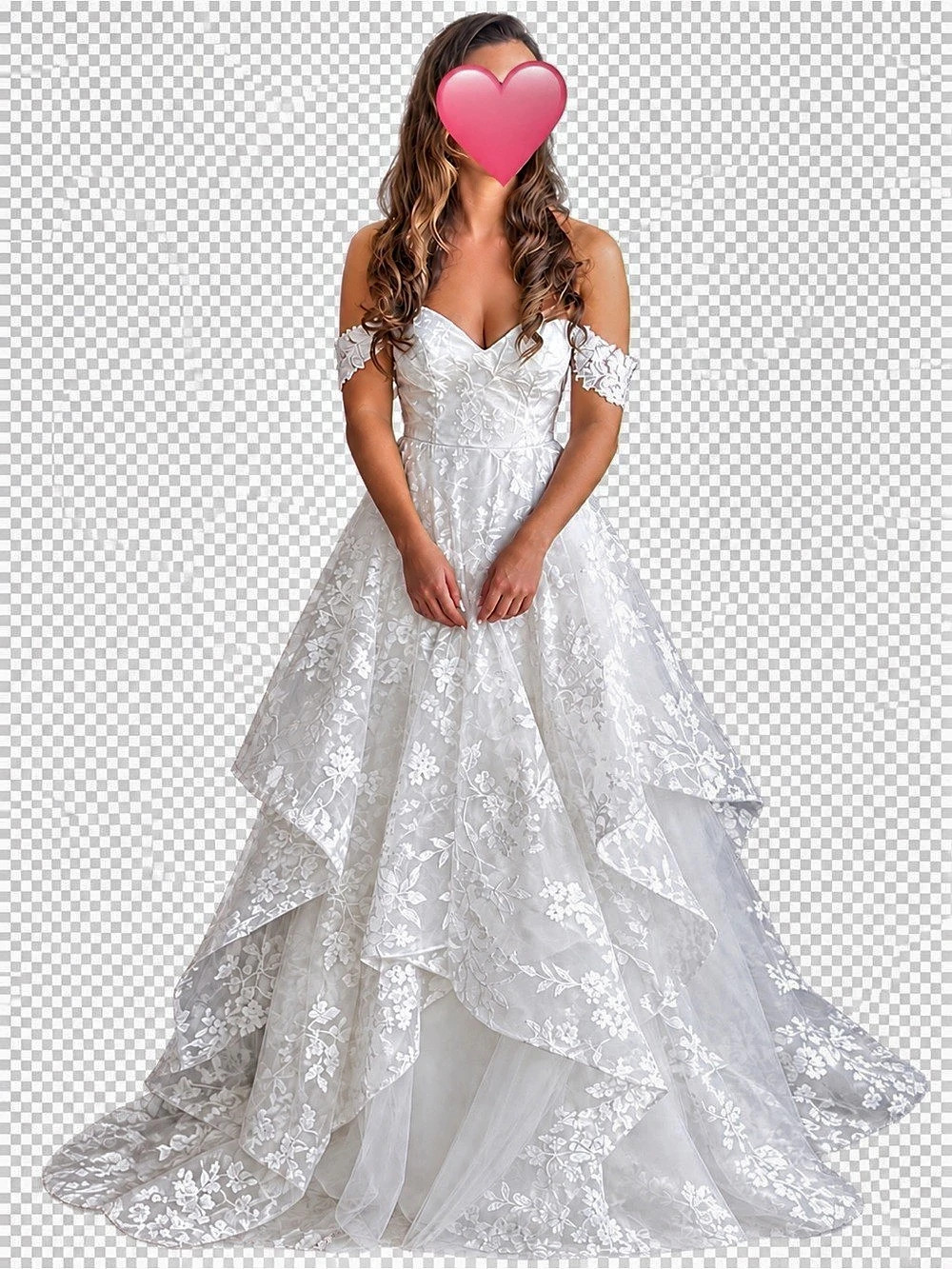 Floral Lace Wedding Gown in White Like New